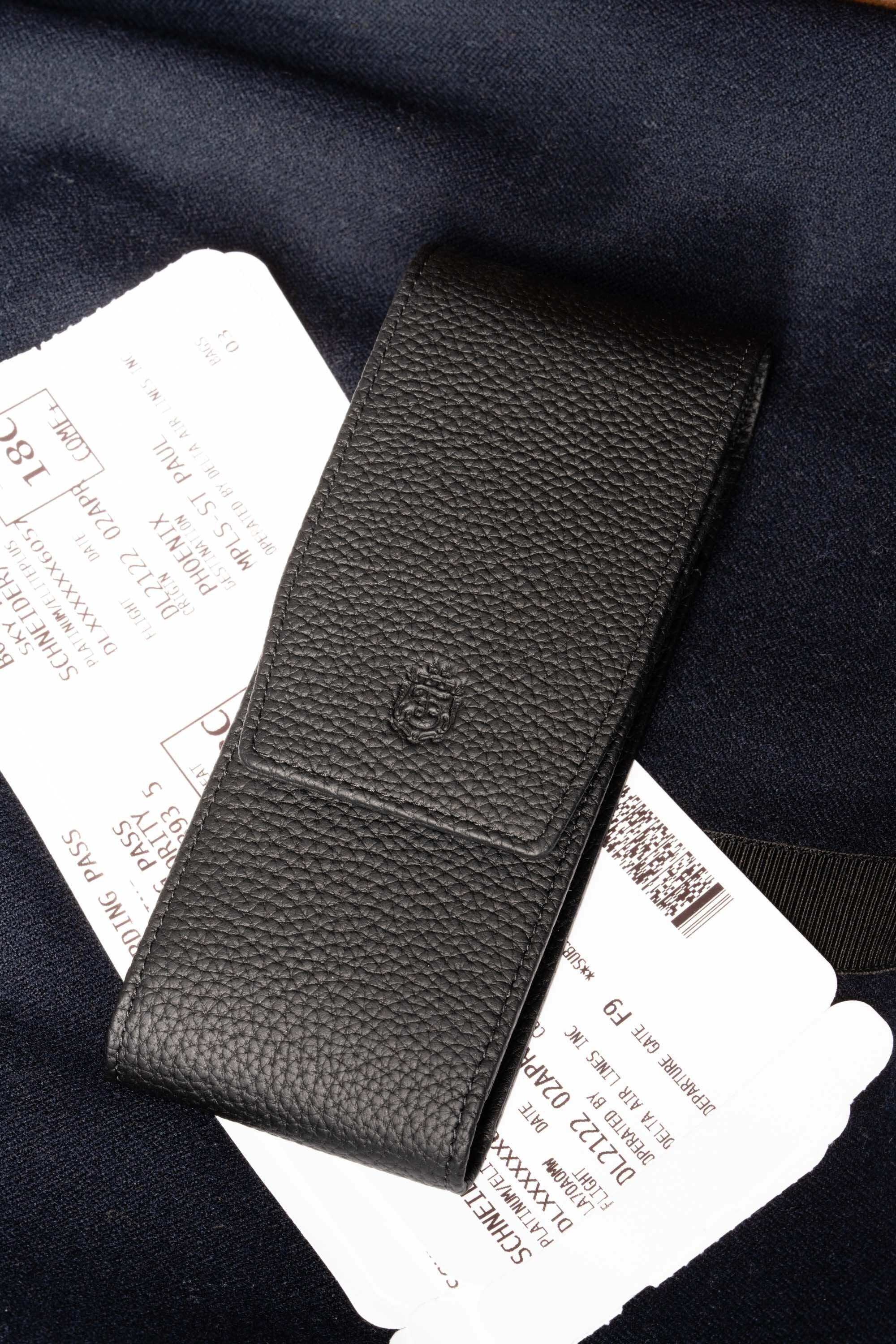 Black Full-Grain Togo Leather Pen Case - Image 14