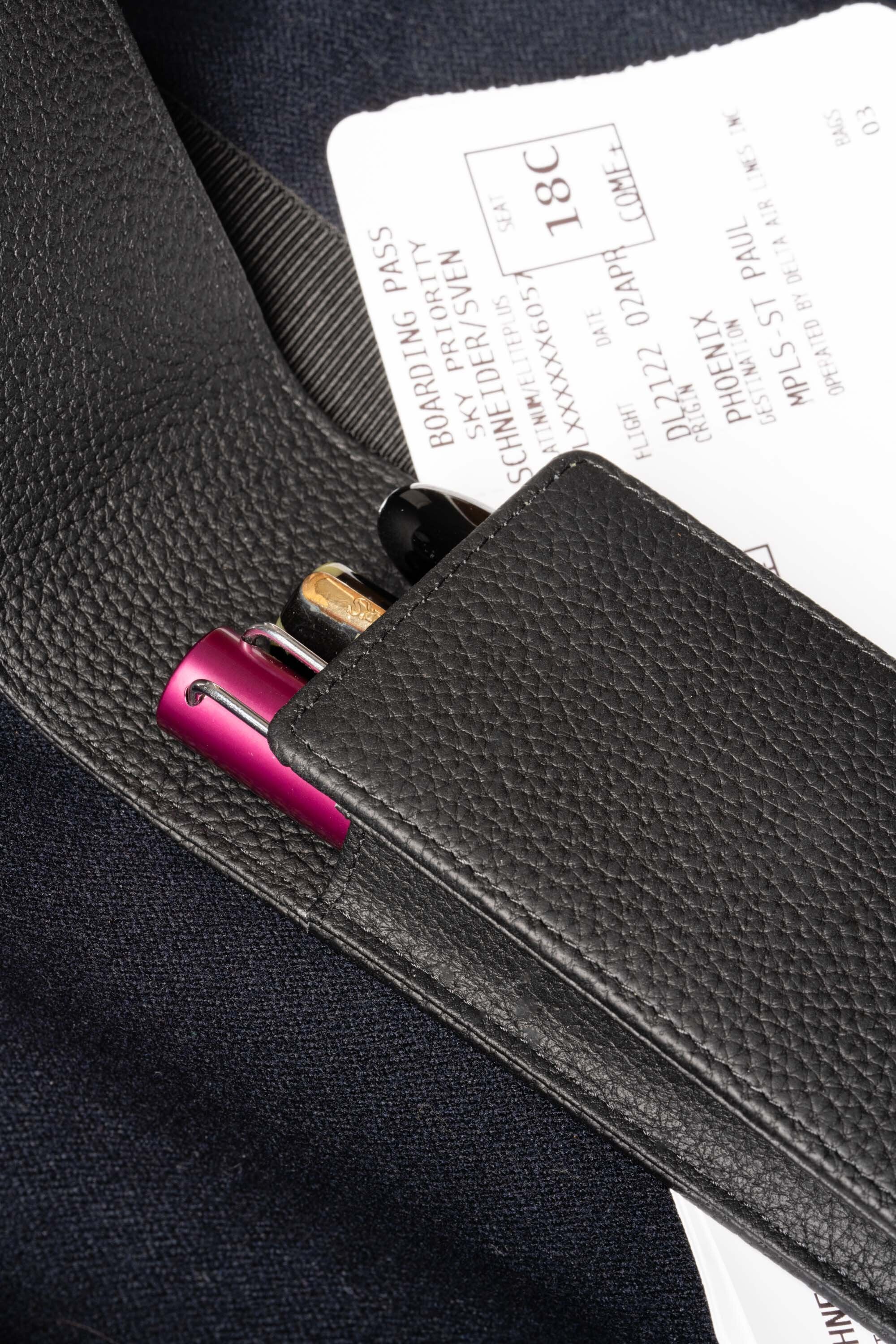 Black Full-Grain Togo Leather Pen Case - Image 16