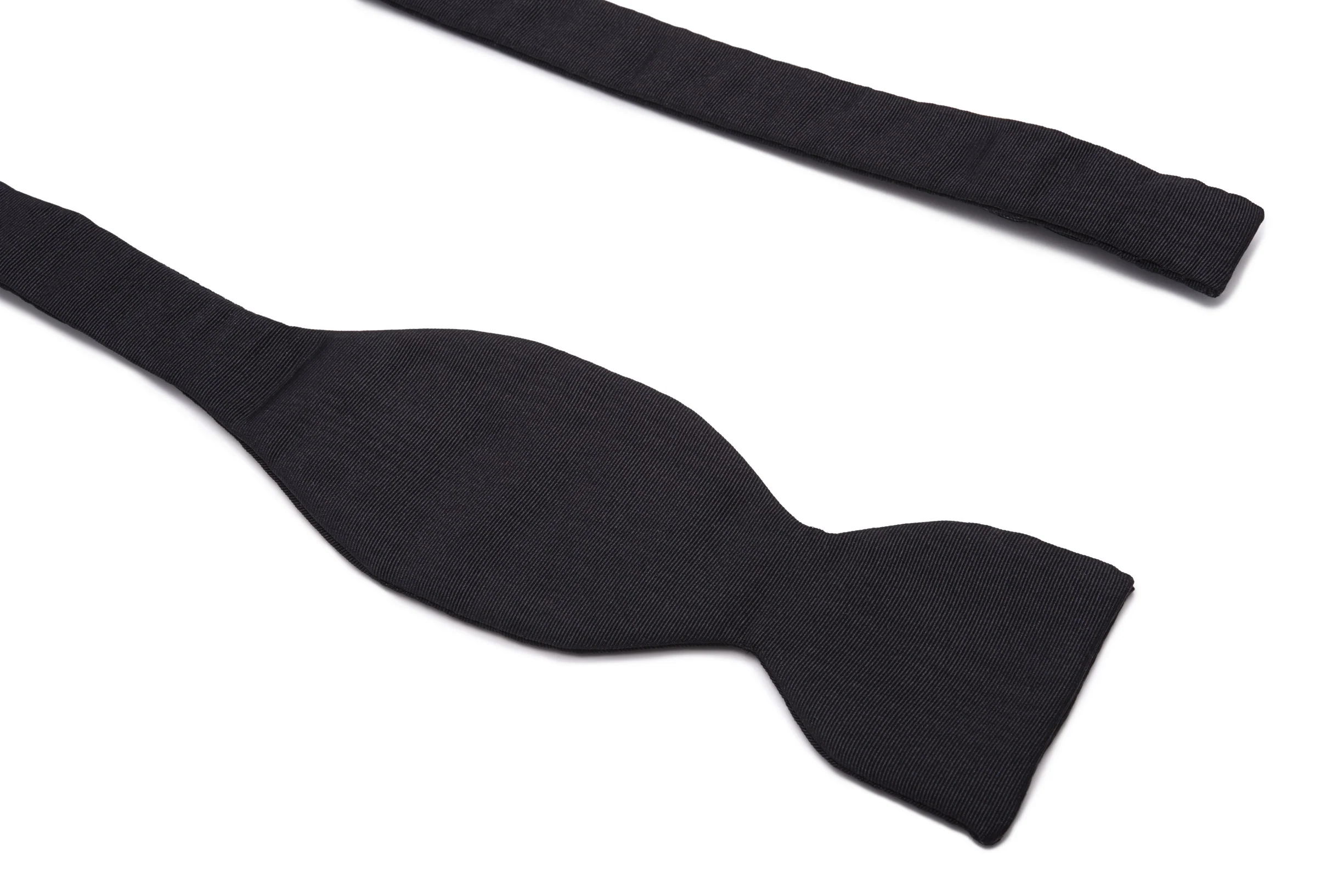Small Black Single-End Silk Moiré Bow Tie - Image 10