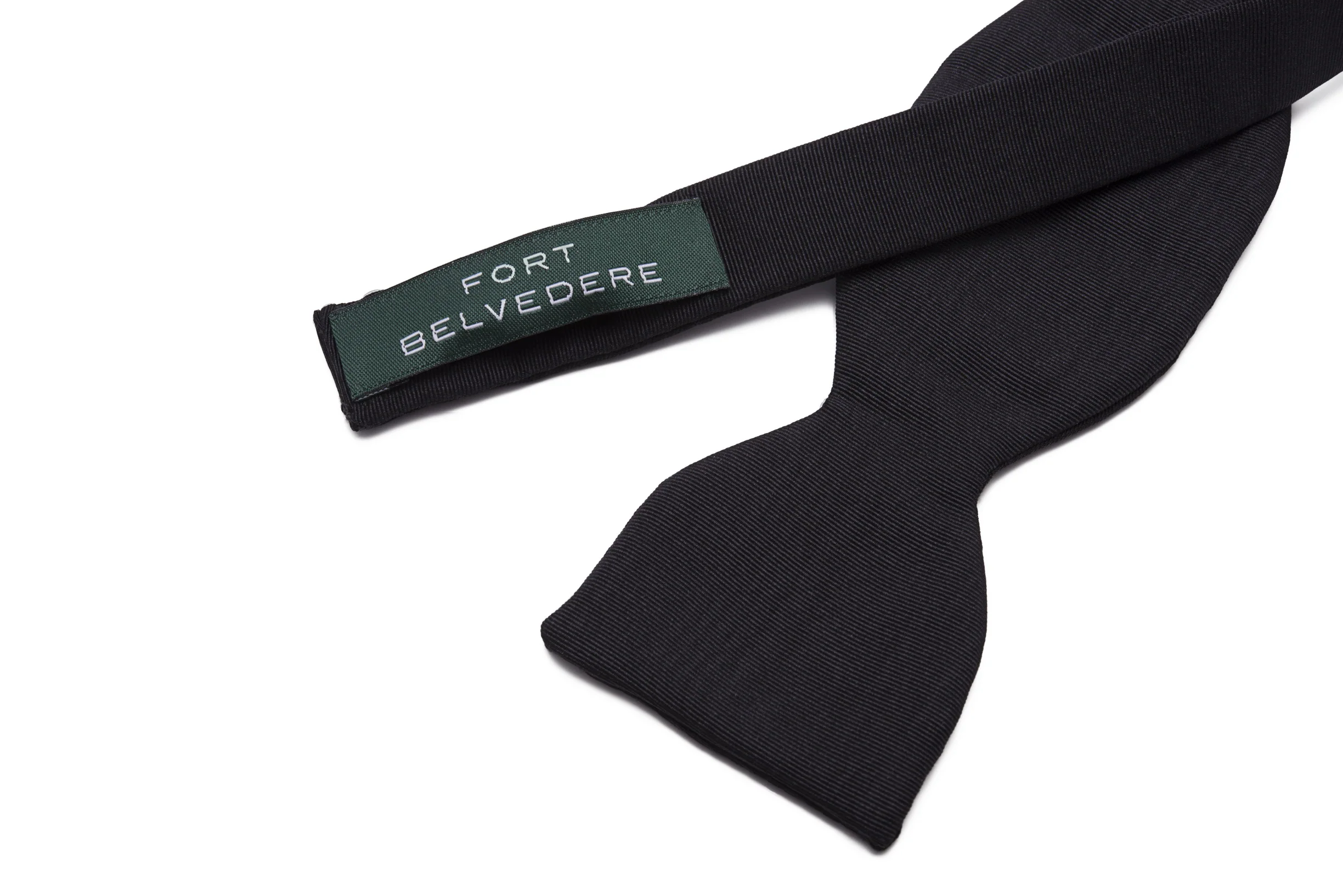 Small Black Single-End Silk Moiré Bow Tie - Image 11
