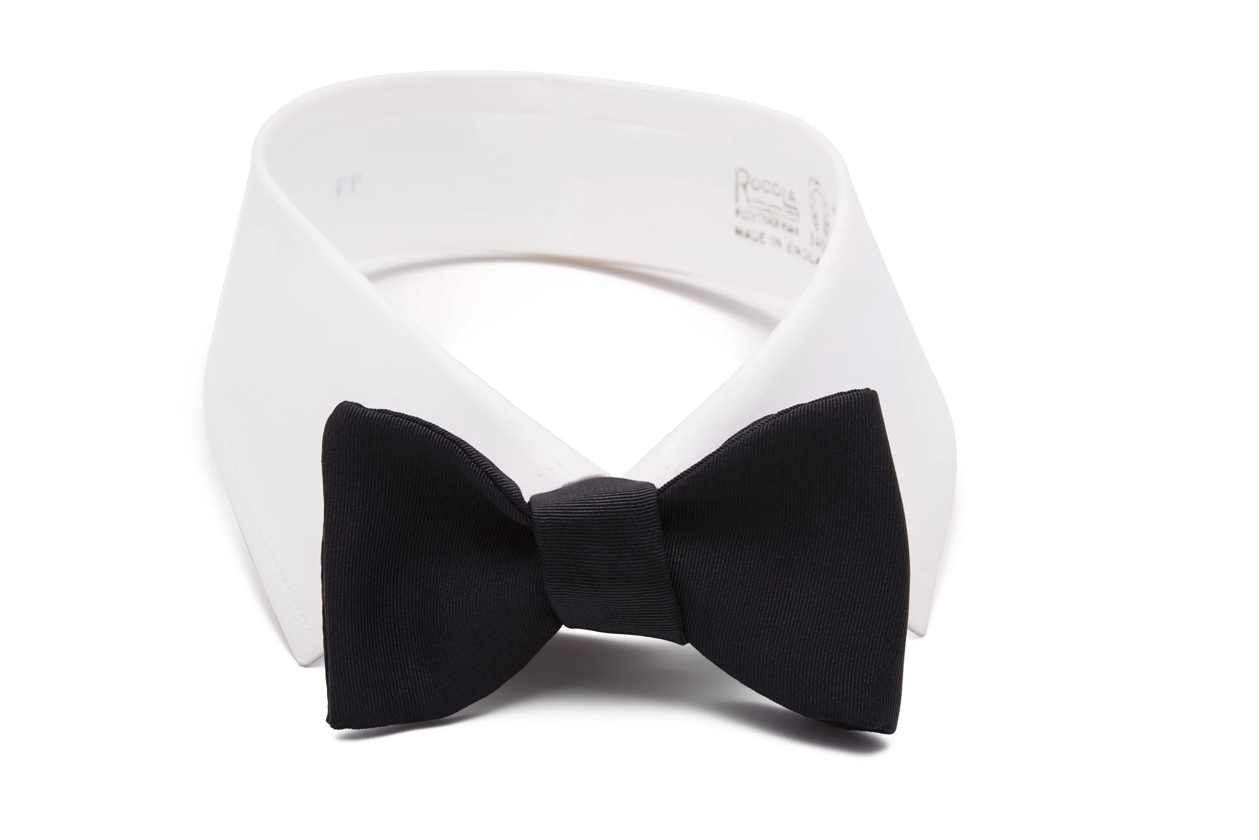 Small Black Single-End Silk Moiré Bow Tie - Image 6