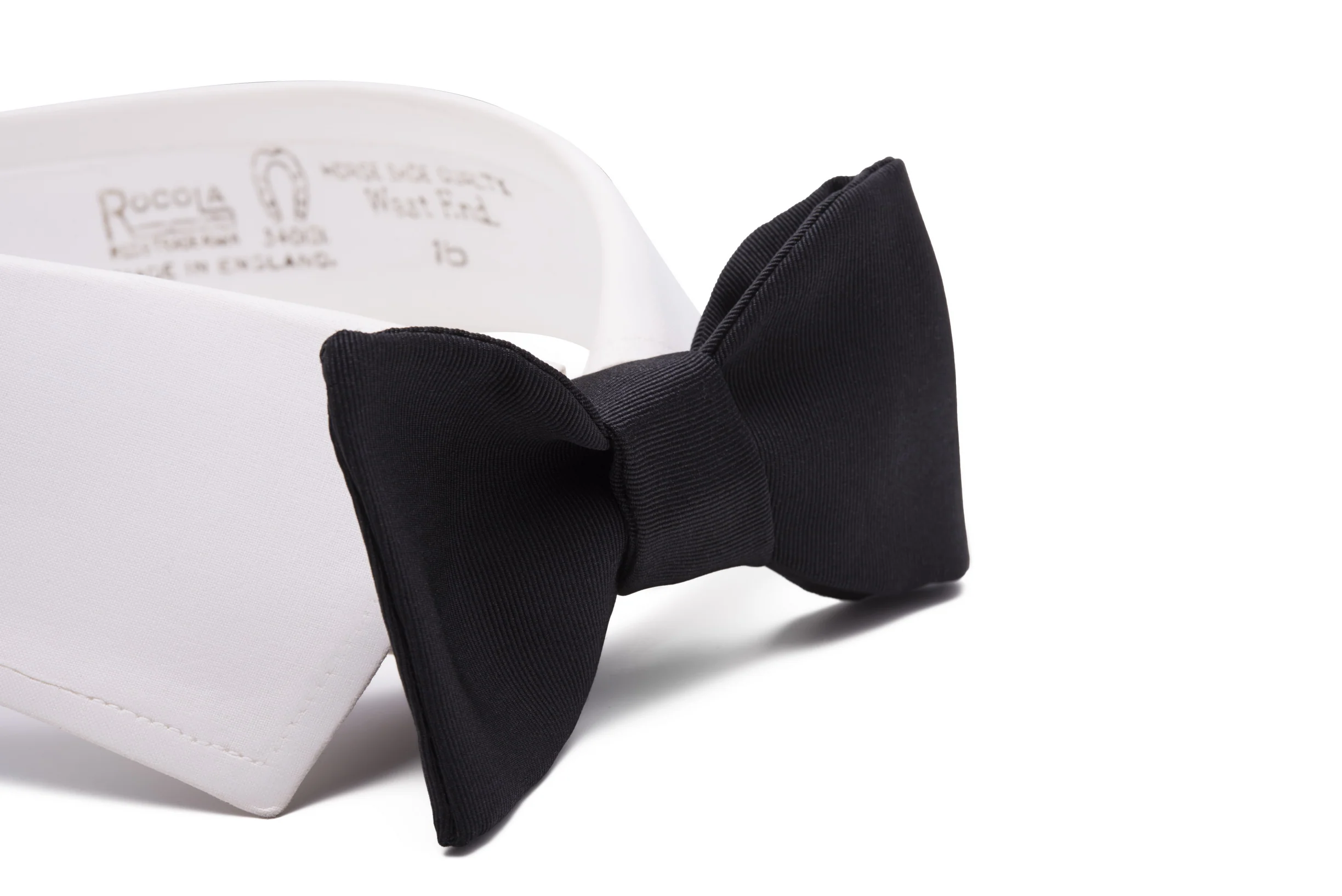 Small Black Single-End Silk Moiré Bow Tie - Image 7