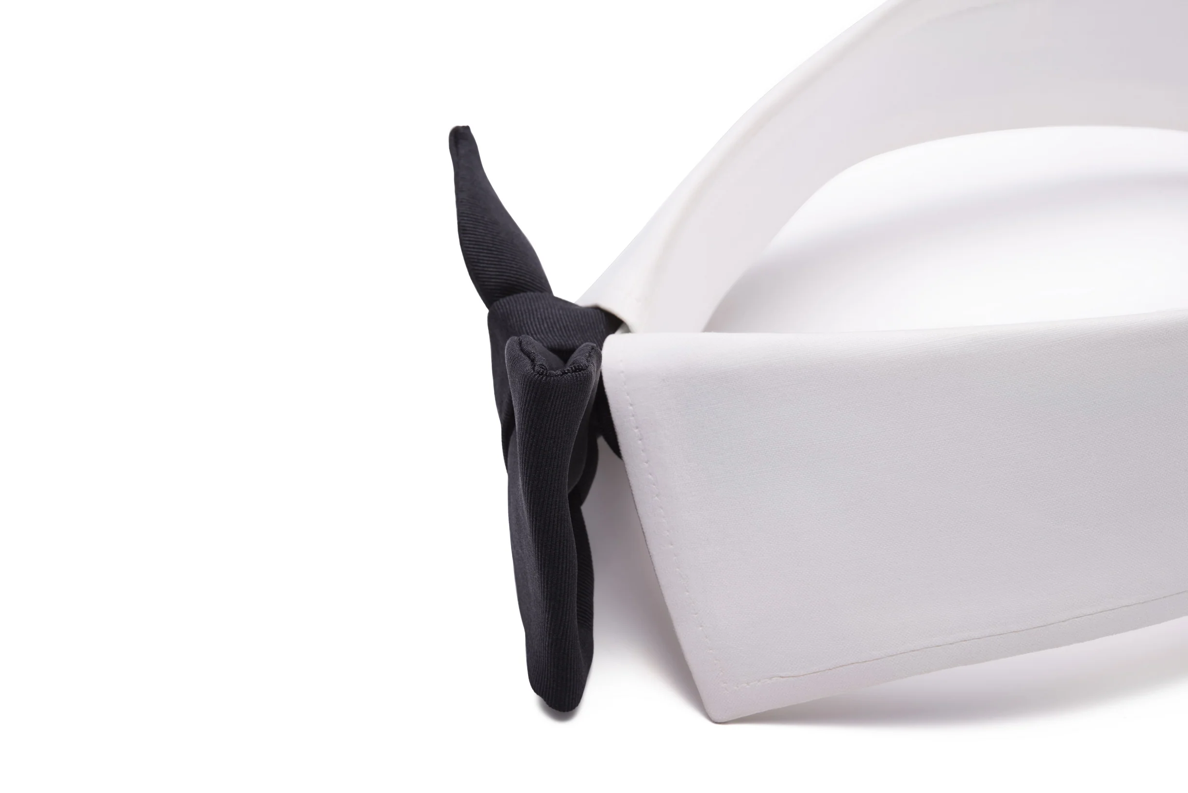 Small Black Single-End Silk Moiré Bow Tie - Image 8