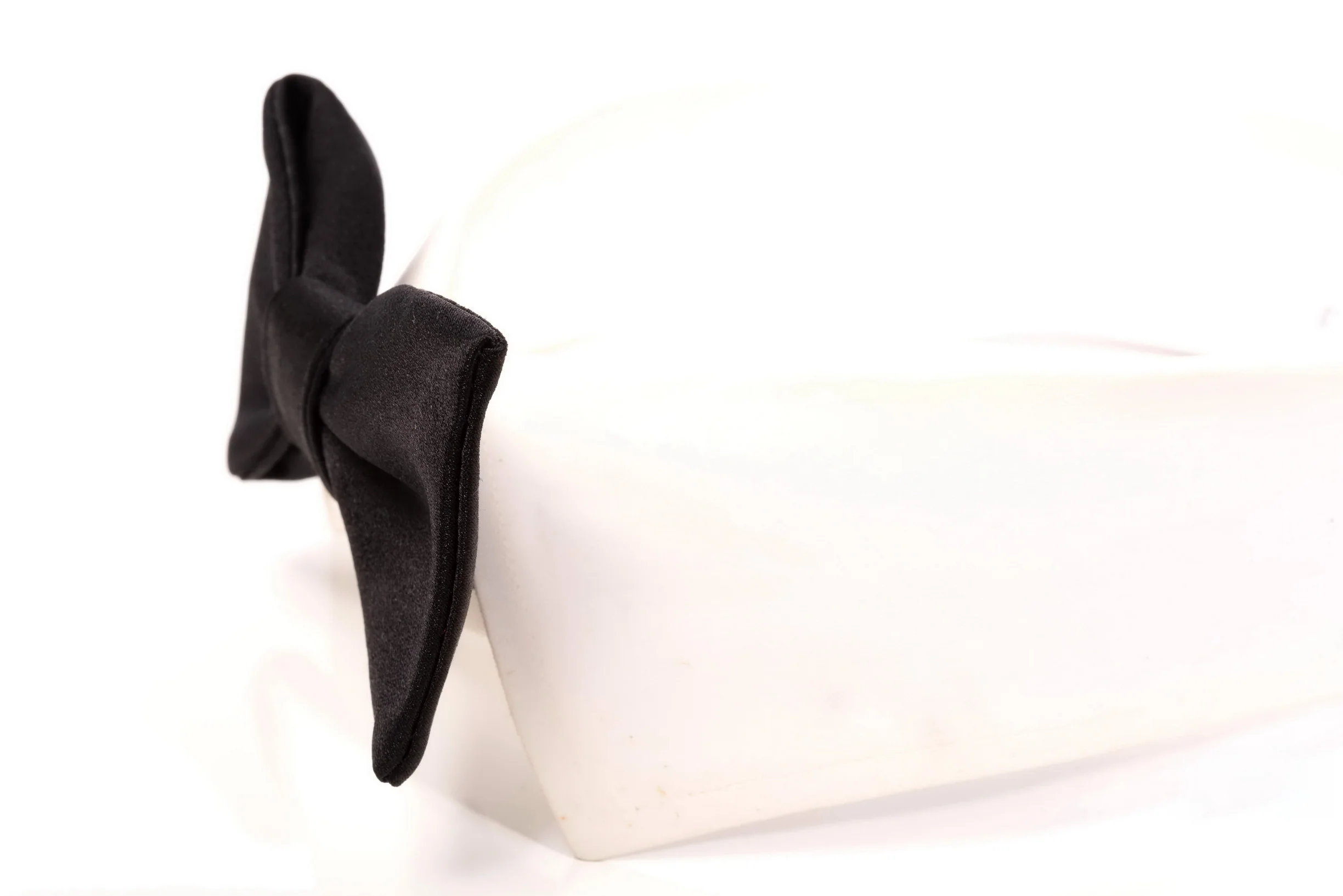 Small Black Single End Silk Satin Bow Tie - Image 5