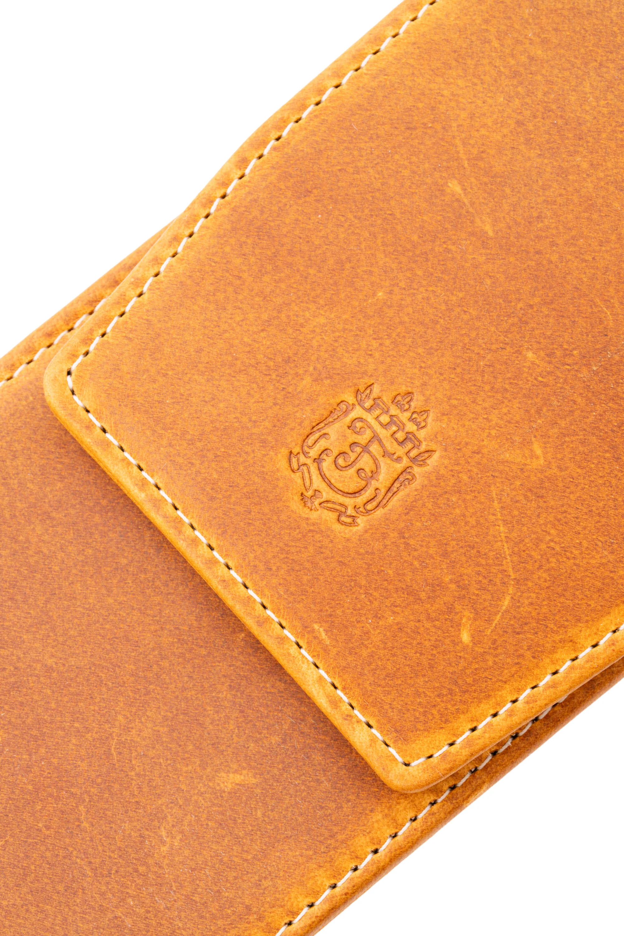 3-Pen Vintage Gold Full-Grain Leather Pen Case - Image 10