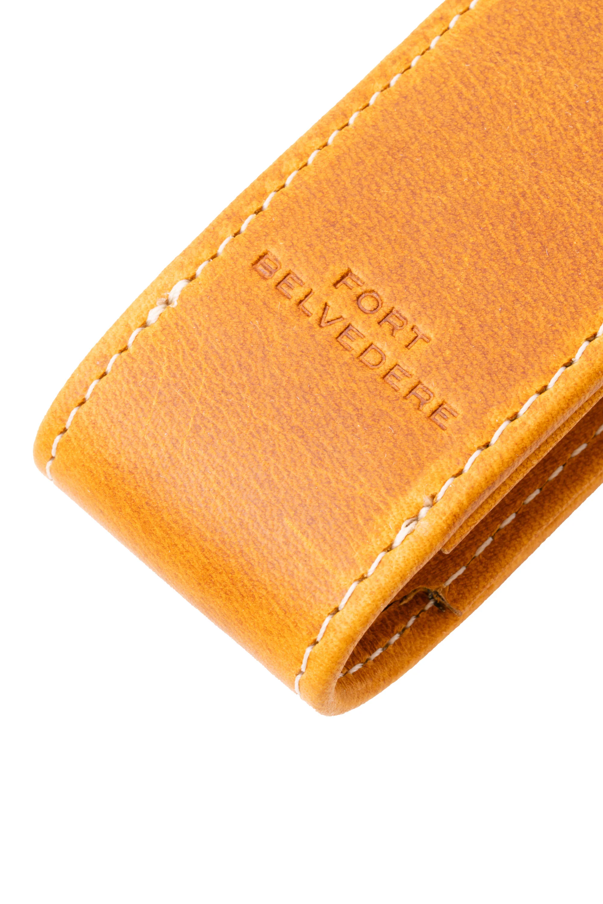 3-Pen Vintage Gold Full-Grain Leather Pen Case - Image 12