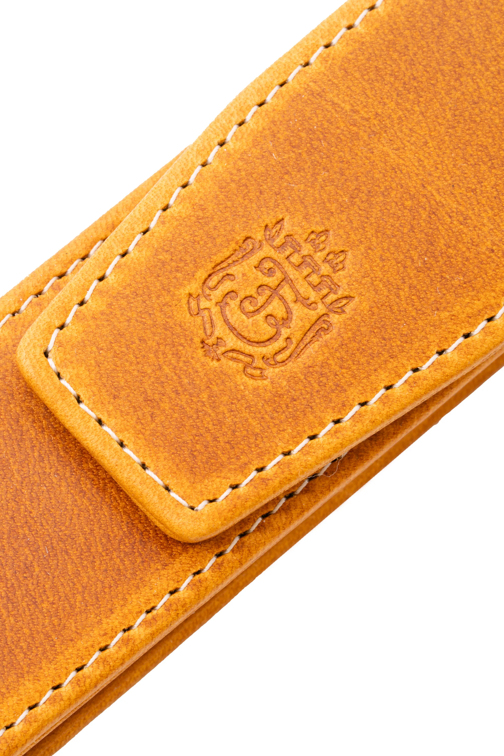 3-Pen Vintage Gold Full-Grain Leather Pen Case - Image 13