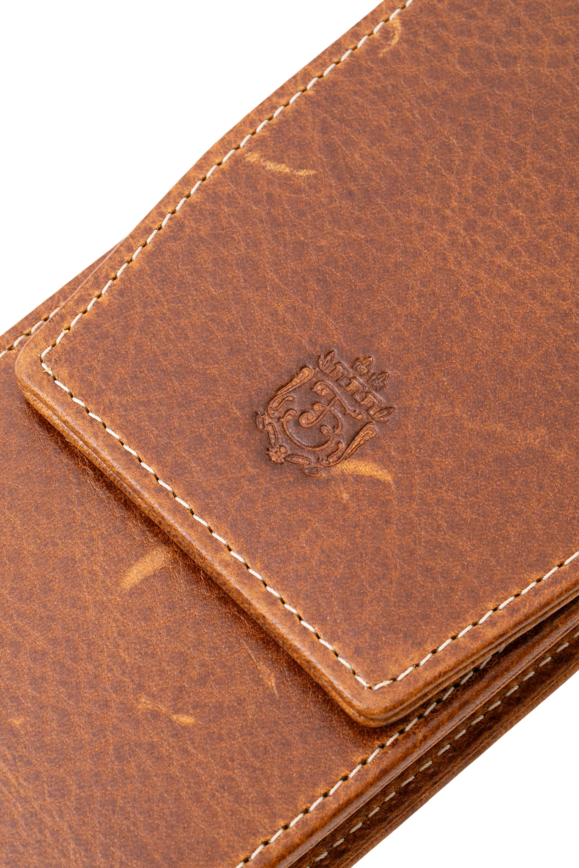 3-Pen Saddle Brown Dumont Full-Grain Leather Pen Case - Image 11