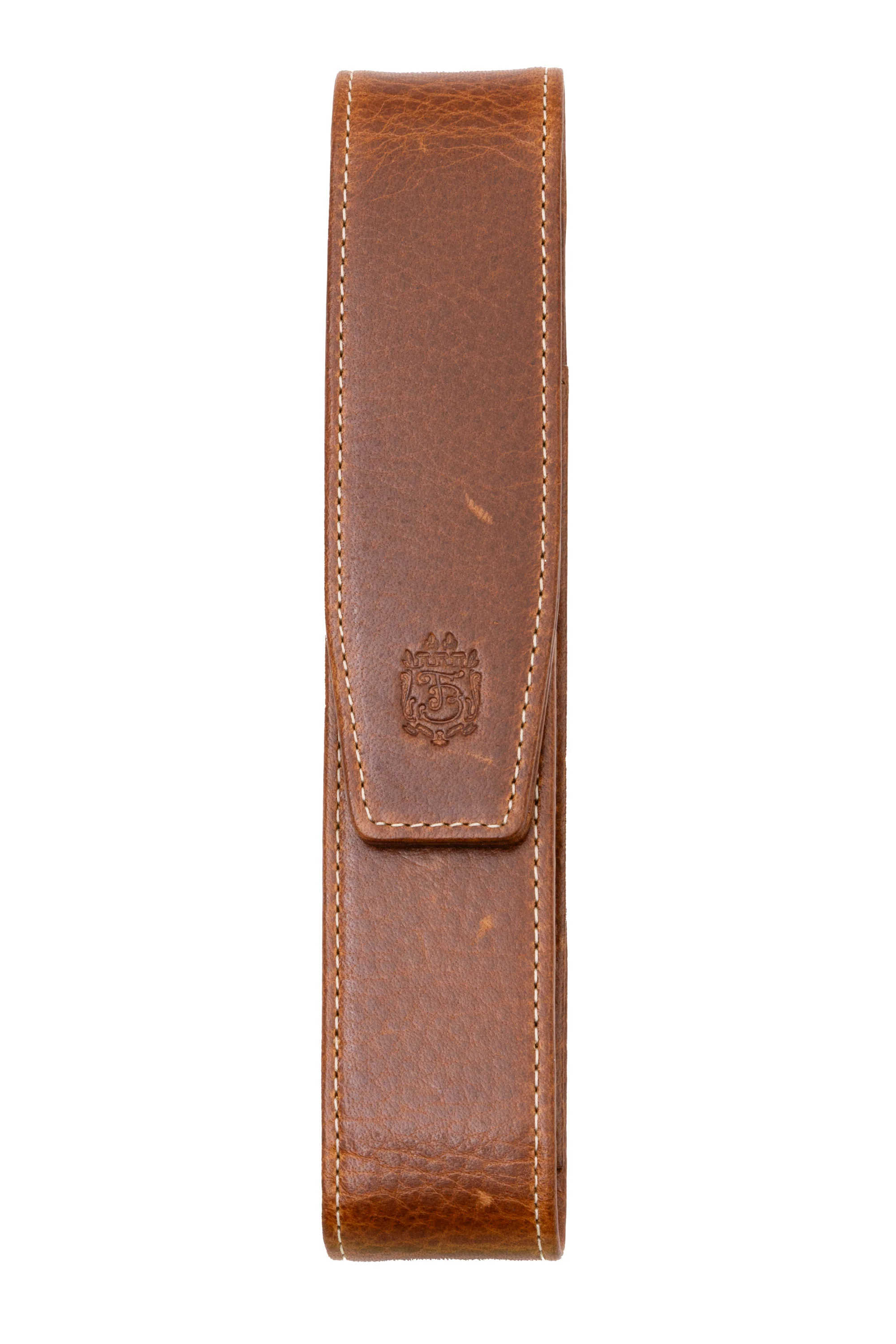 3-Pen Saddle Brown Dumont Full-Grain Leather Pen Case - Image 13