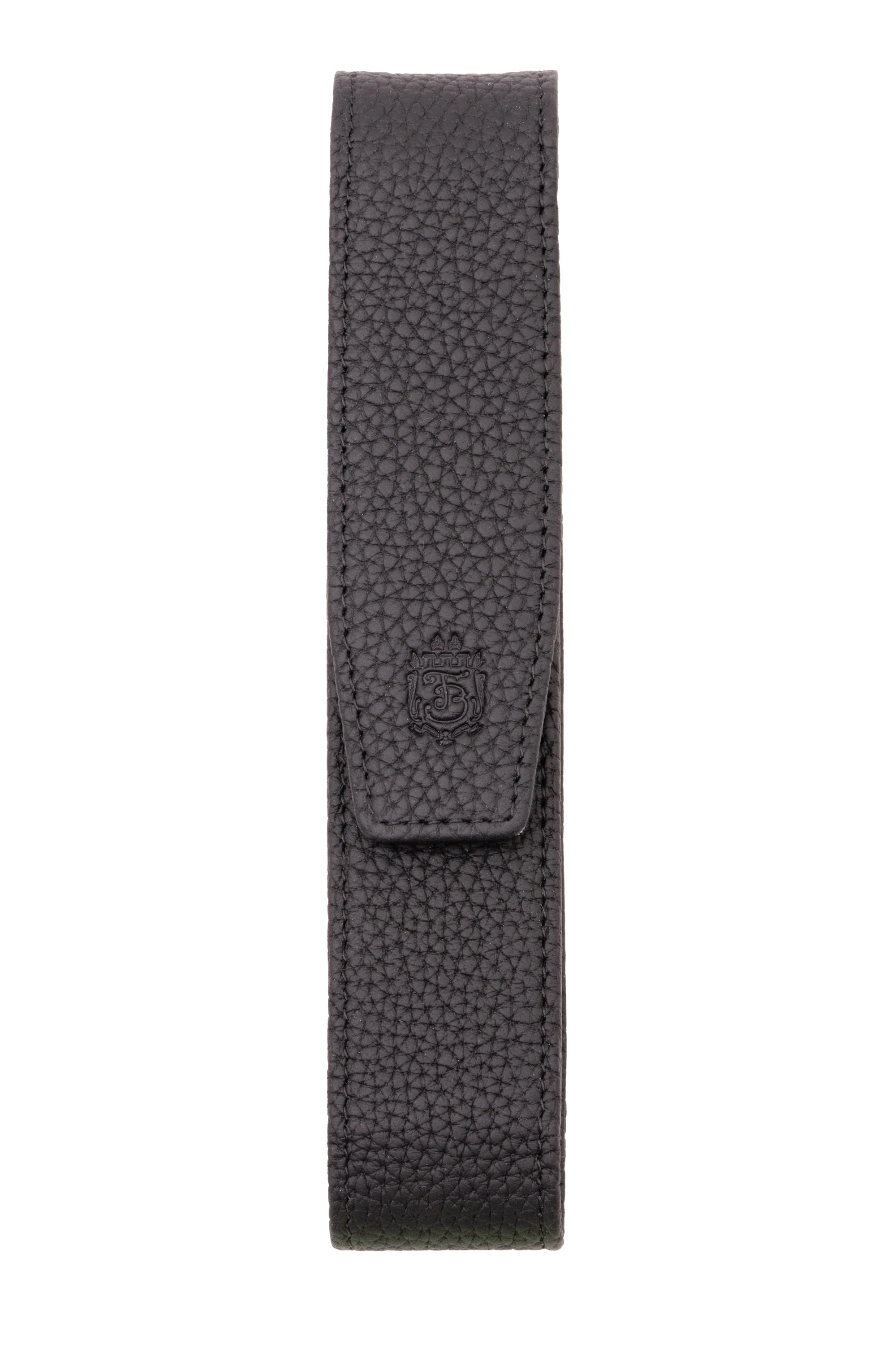 3-Pen Black Full-Grain Calf Togo Leather Pen Case - Image 11