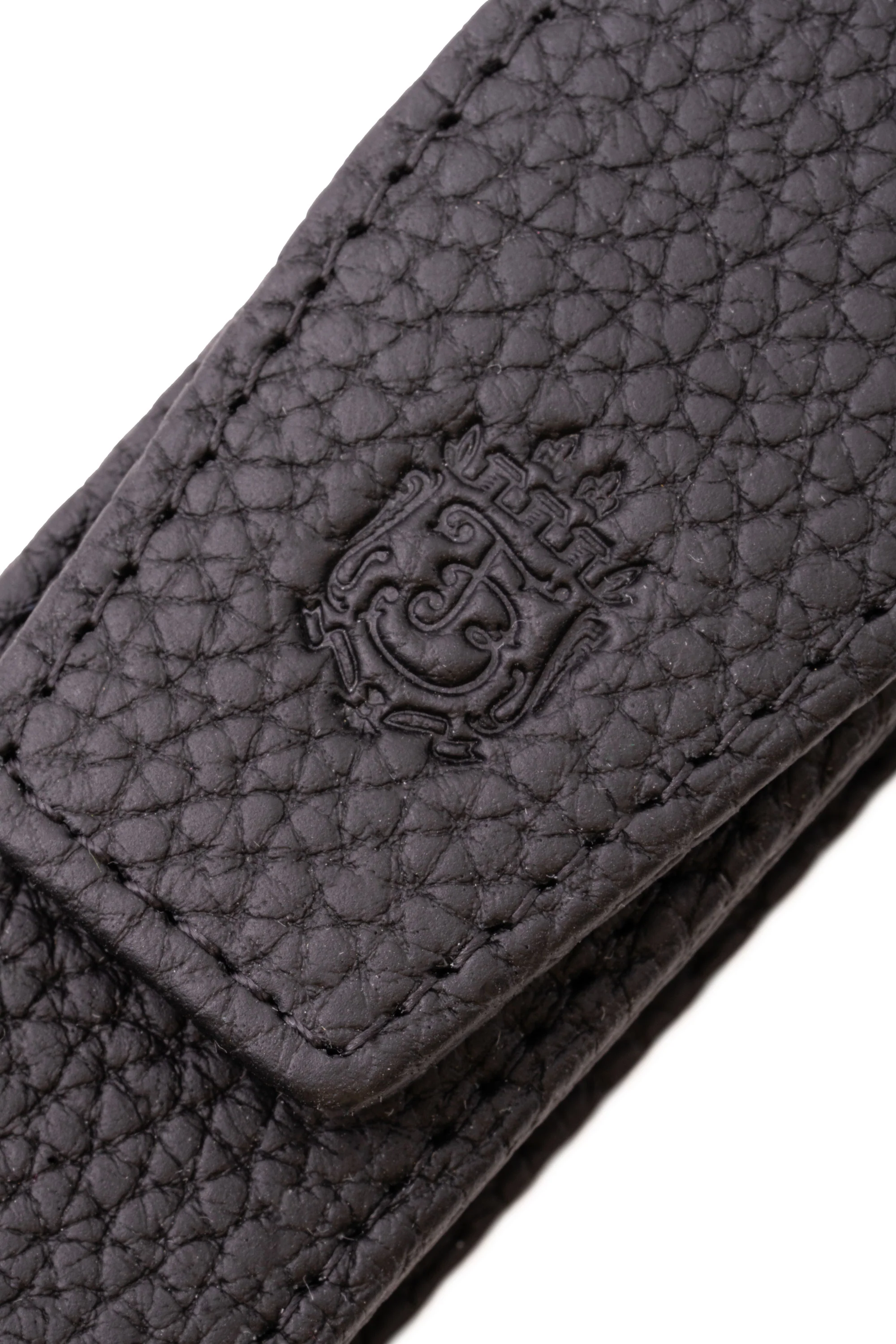 3-Pen Black Full-Grain Calf Togo Leather Pen Case - Image 14