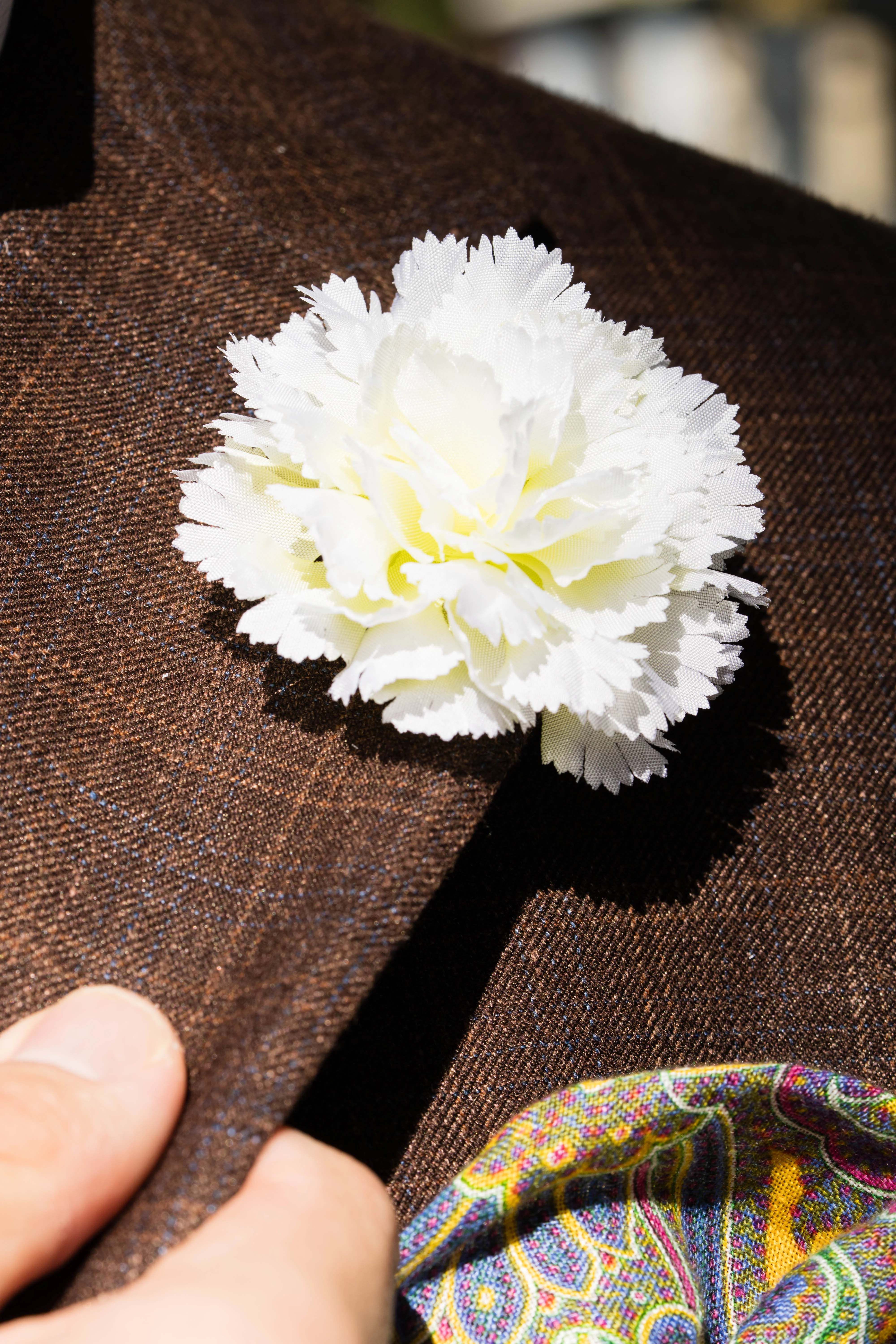 Life-Size White Carnation Boutonnière Flower - Image 5