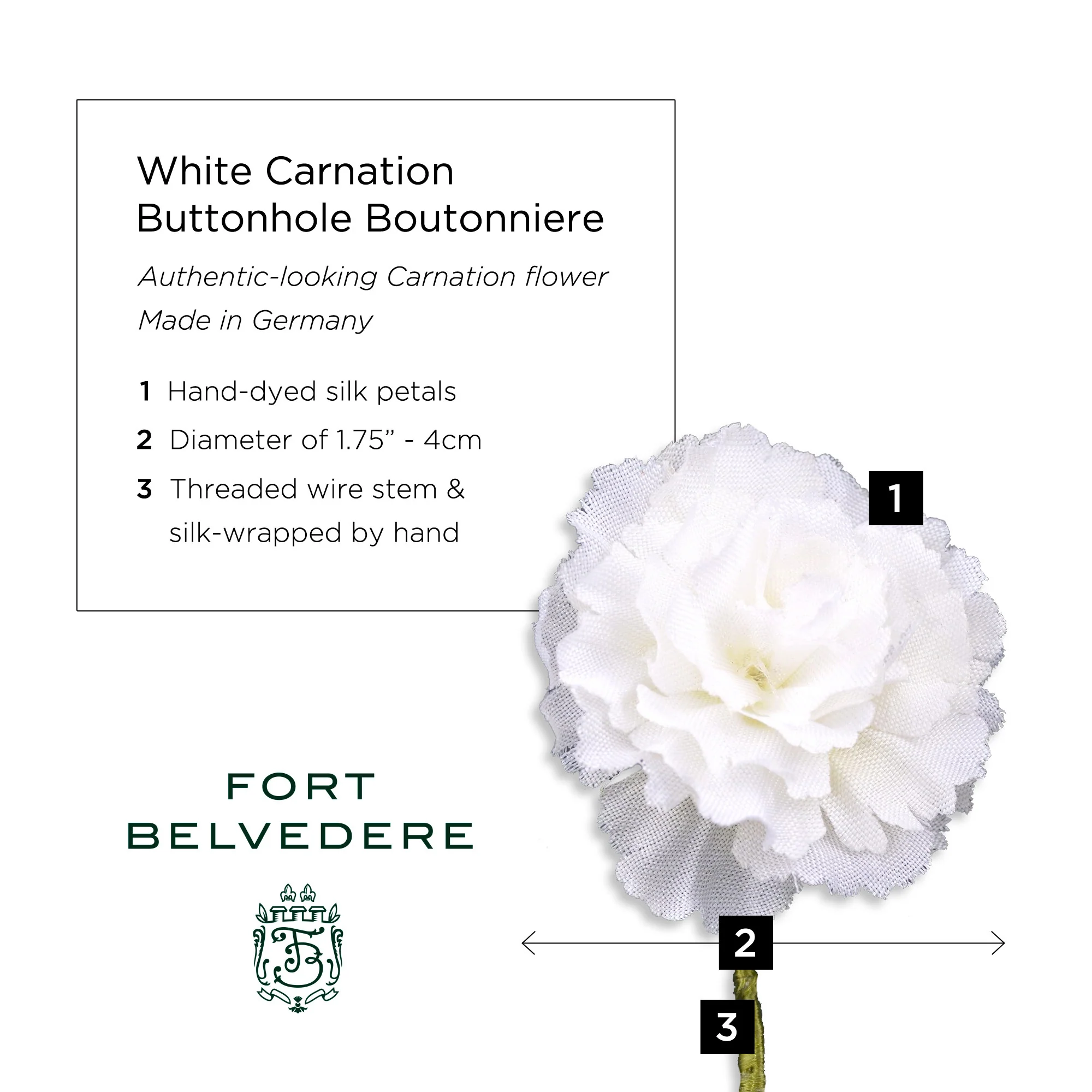 Life-Size White Carnation Boutonnière Flower - Image 8