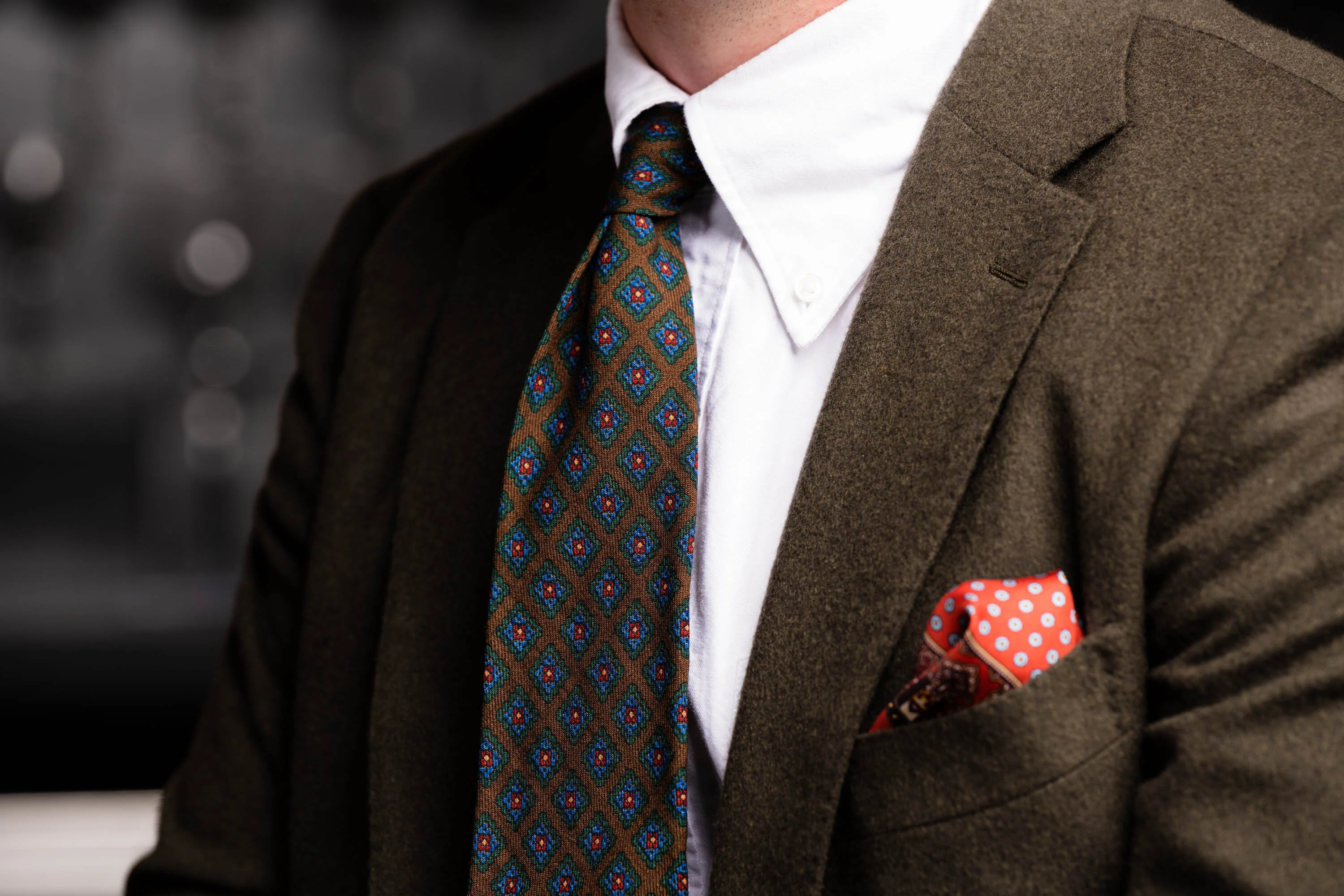 Brown Diamond Wool Challis Tie - Image 11