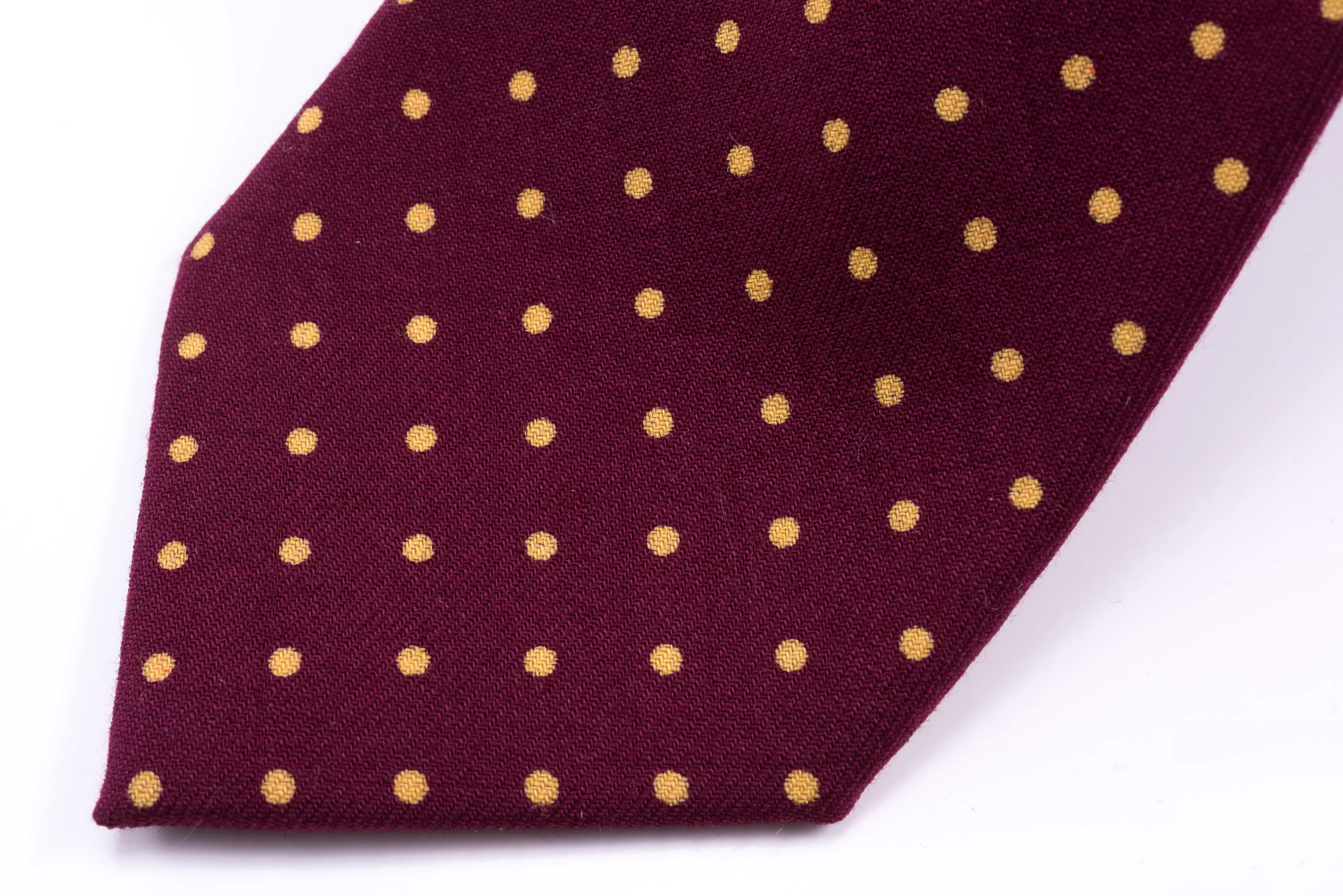 Burgundy Polka Dot Wool Challis Tie - Image 3