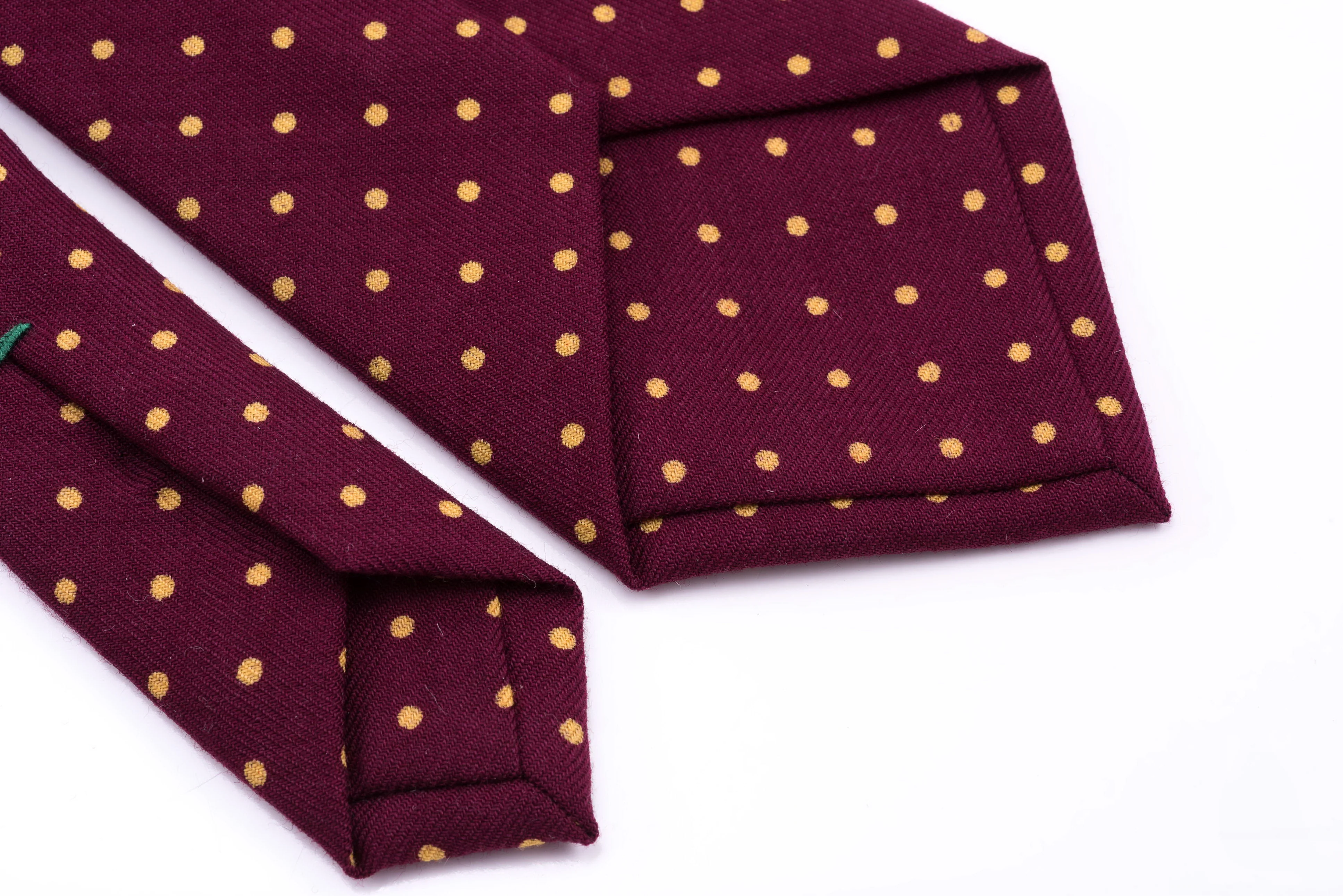 Burgundy Polka Dot Wool Challis Tie - Image 4