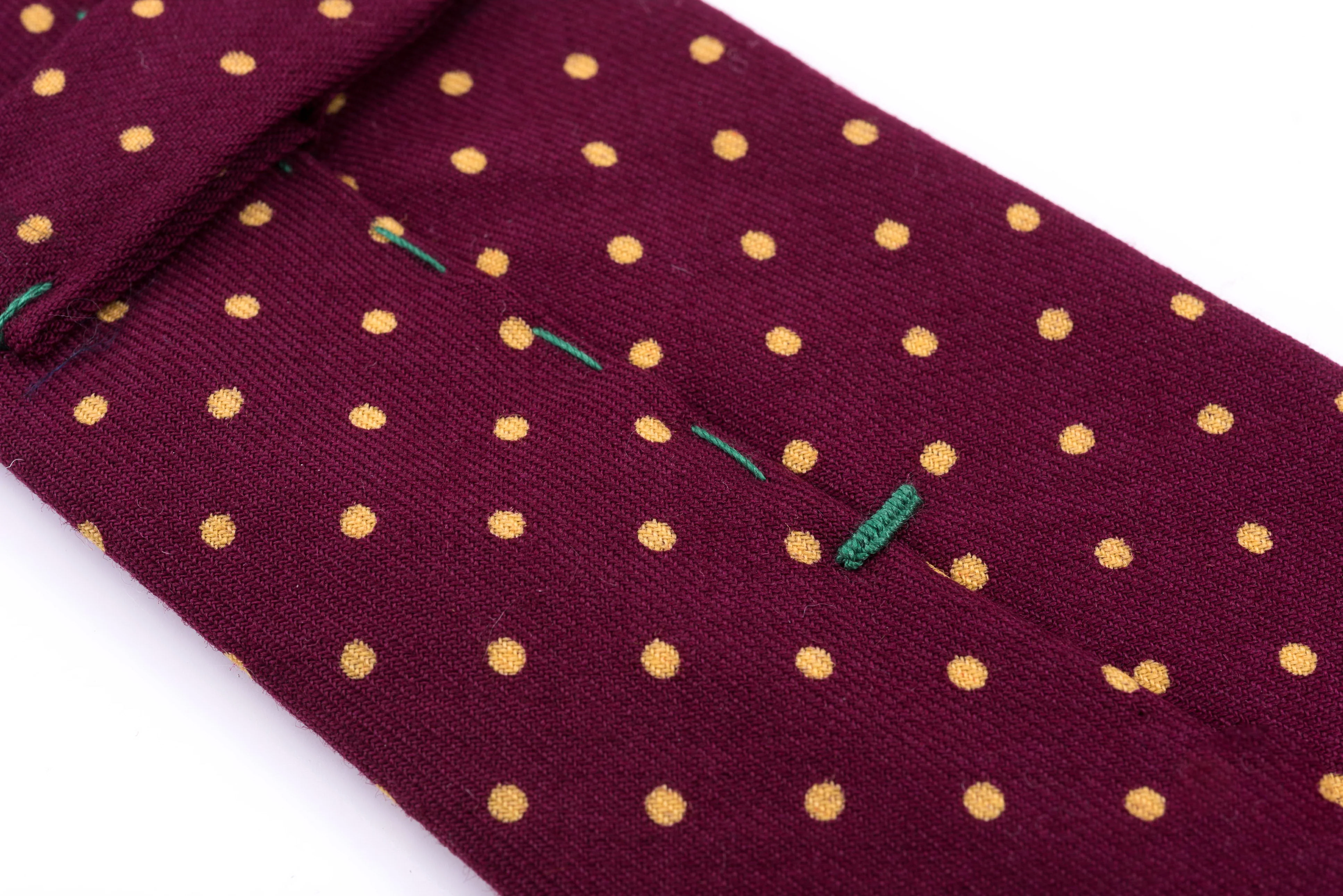 Burgundy Polka Dot Wool Challis Tie - Image 5