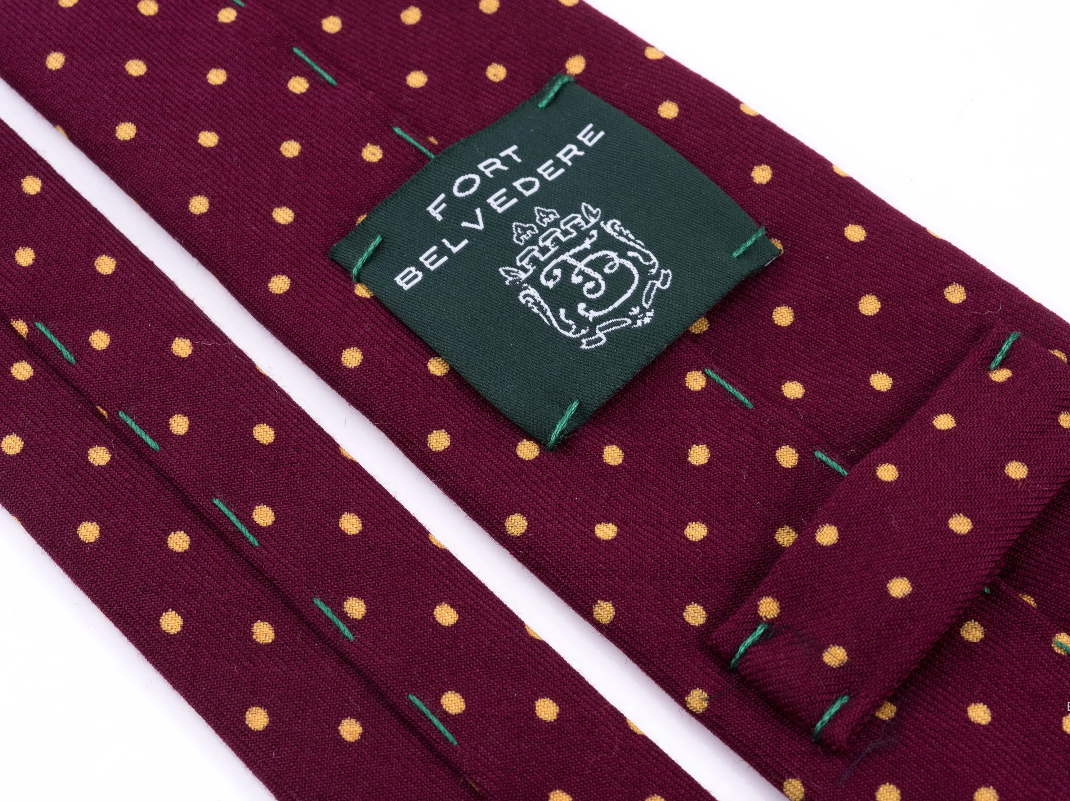 Burgundy Polka Dot Wool Challis Tie - Image 6