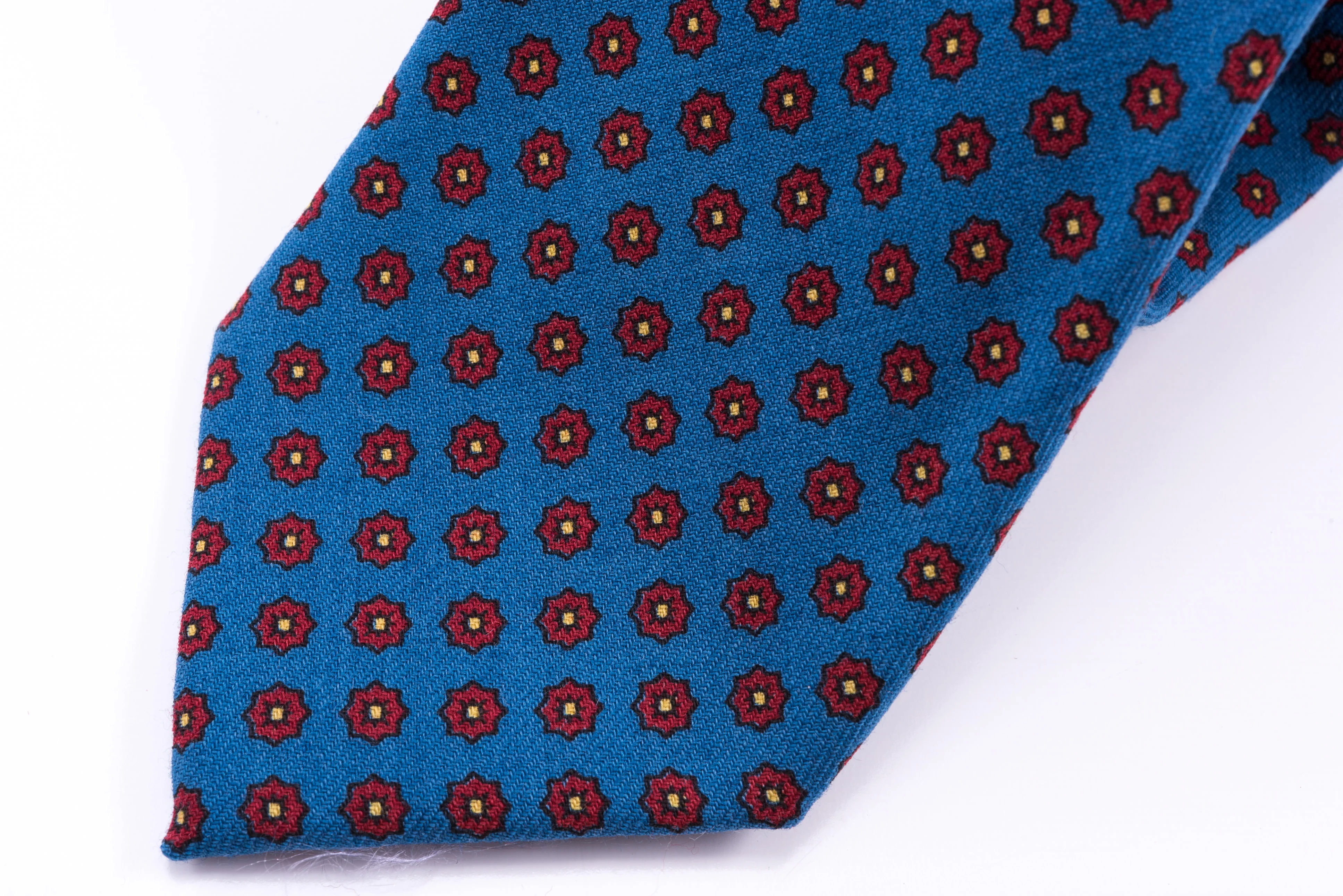 Mohair Blue Geometric Wool Challis Tie - Image 3