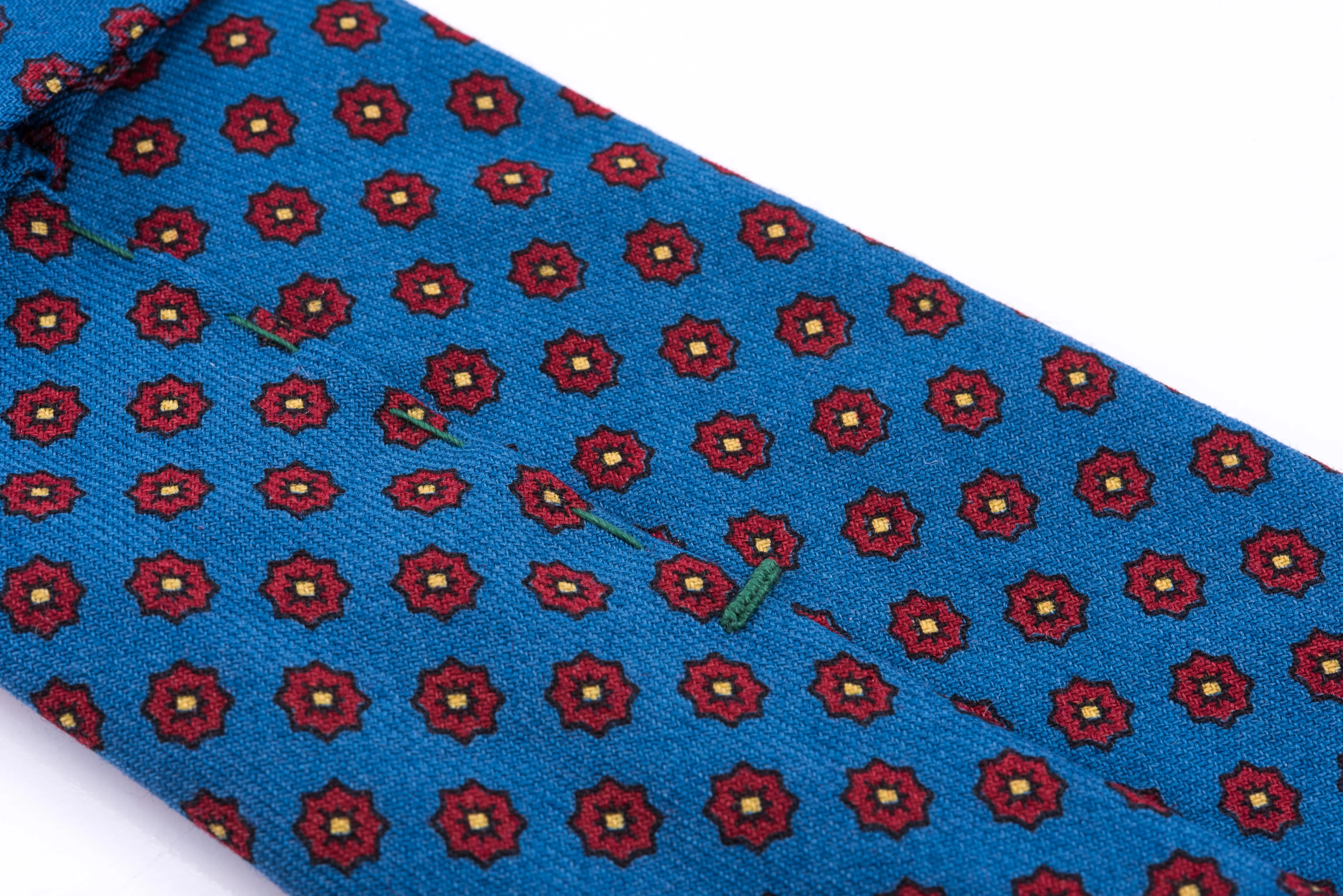 Mohair Blue Geometric Wool Challis Tie - Image 5