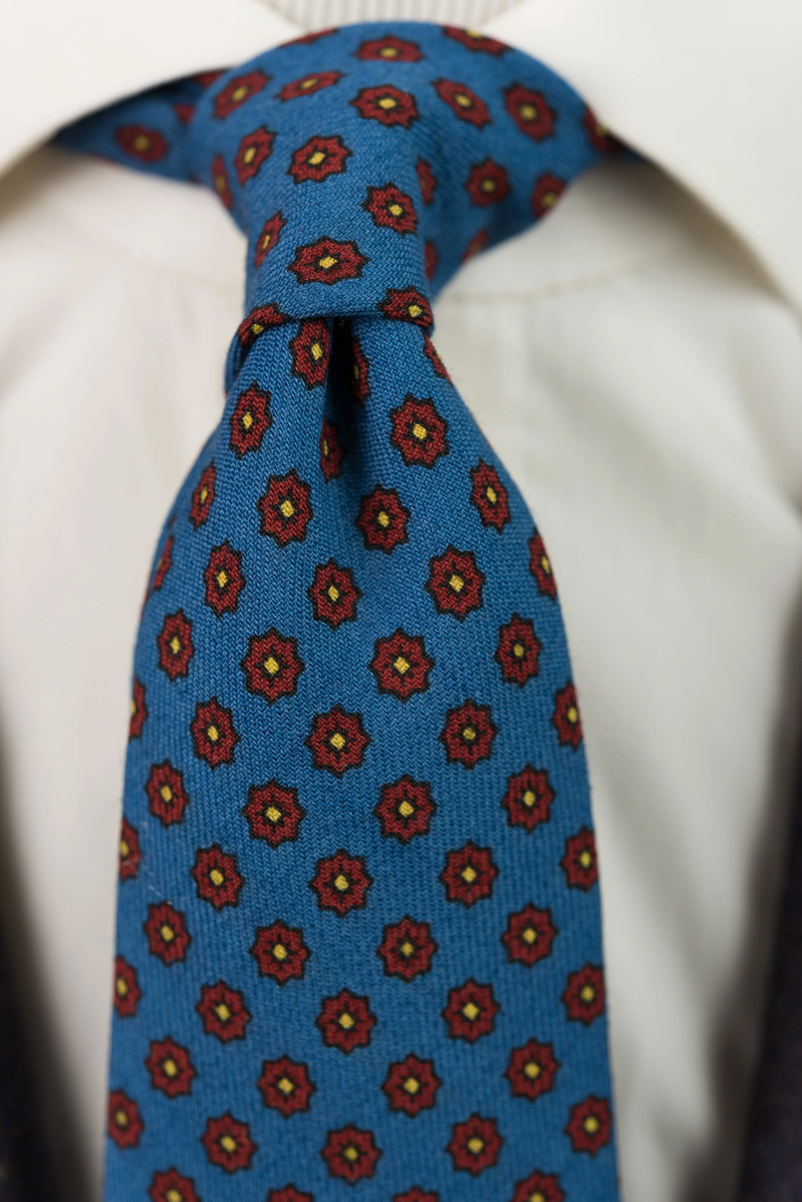 Mohair Blue Geometric Wool Challis Tie - Image 7