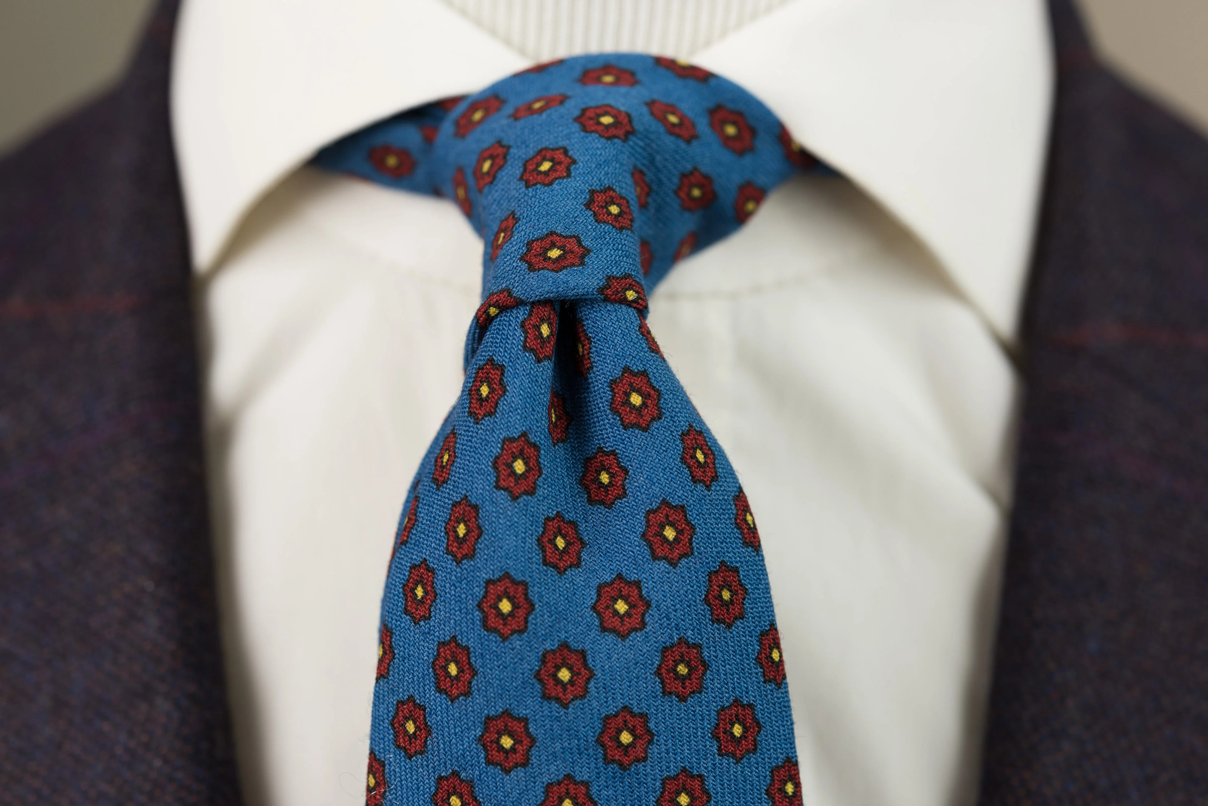 Mohair Blue Geometric Wool Challis Tie - Image 9