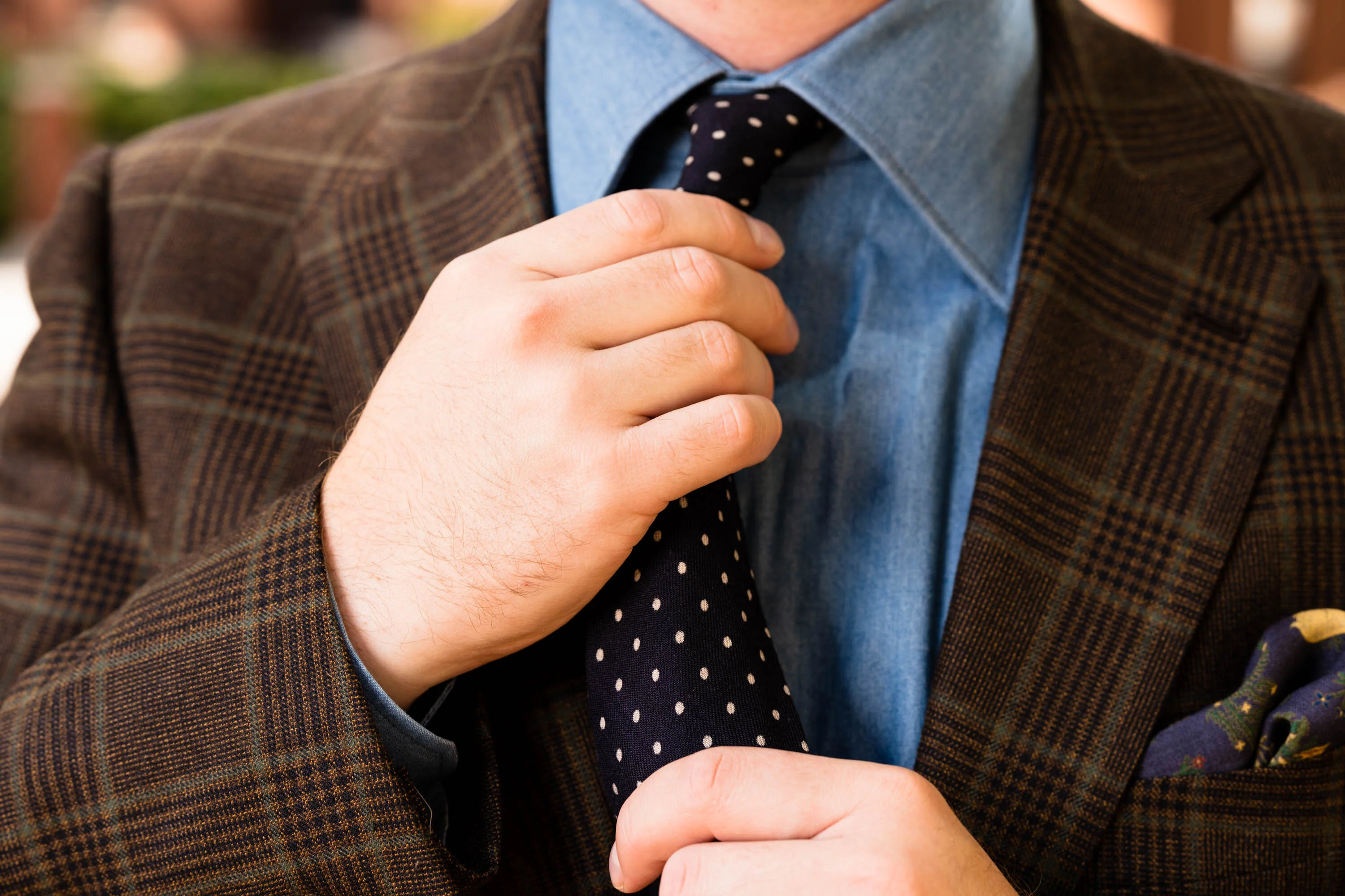 Navy & White Polka Dot Wool Challis Tie - Image 10