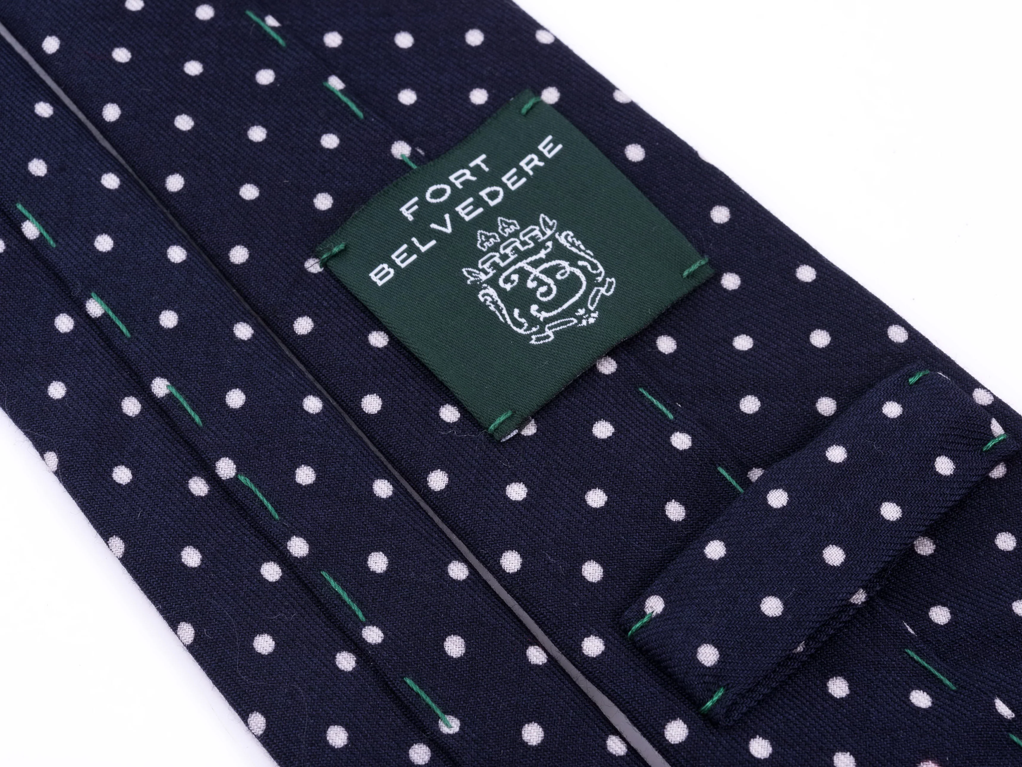 Navy & White Polka Dot Wool Challis Tie - Image 4