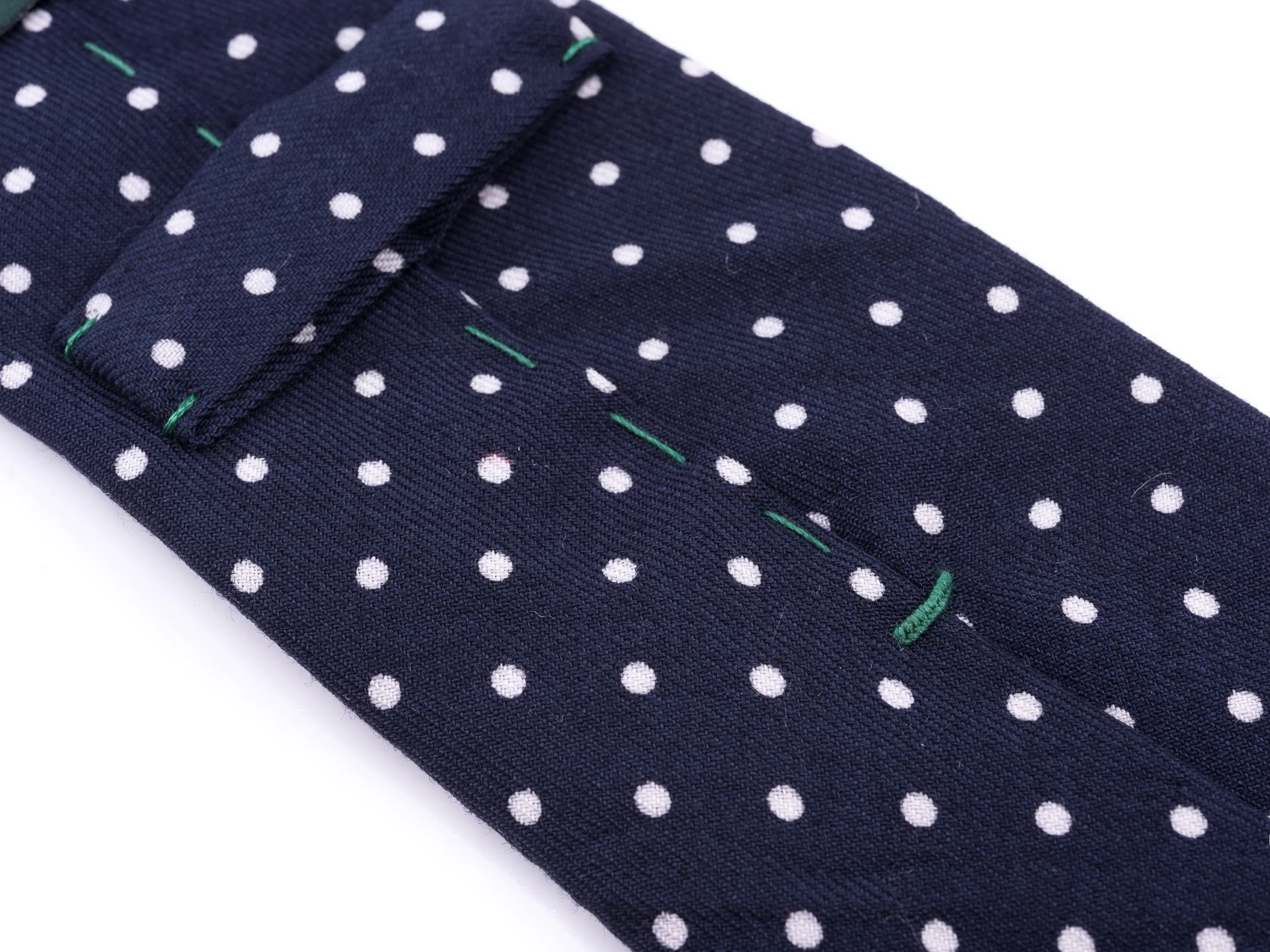 Navy & White Polka Dot Wool Challis Tie - Image 5