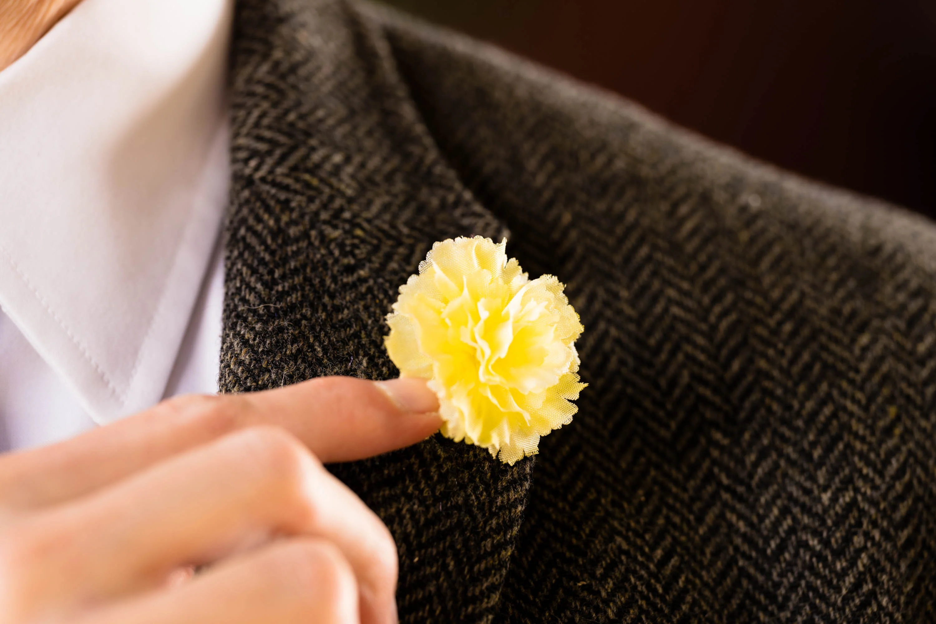 Life-Sized Bright Yellow Carnation Boutonnière Flower - Image 11