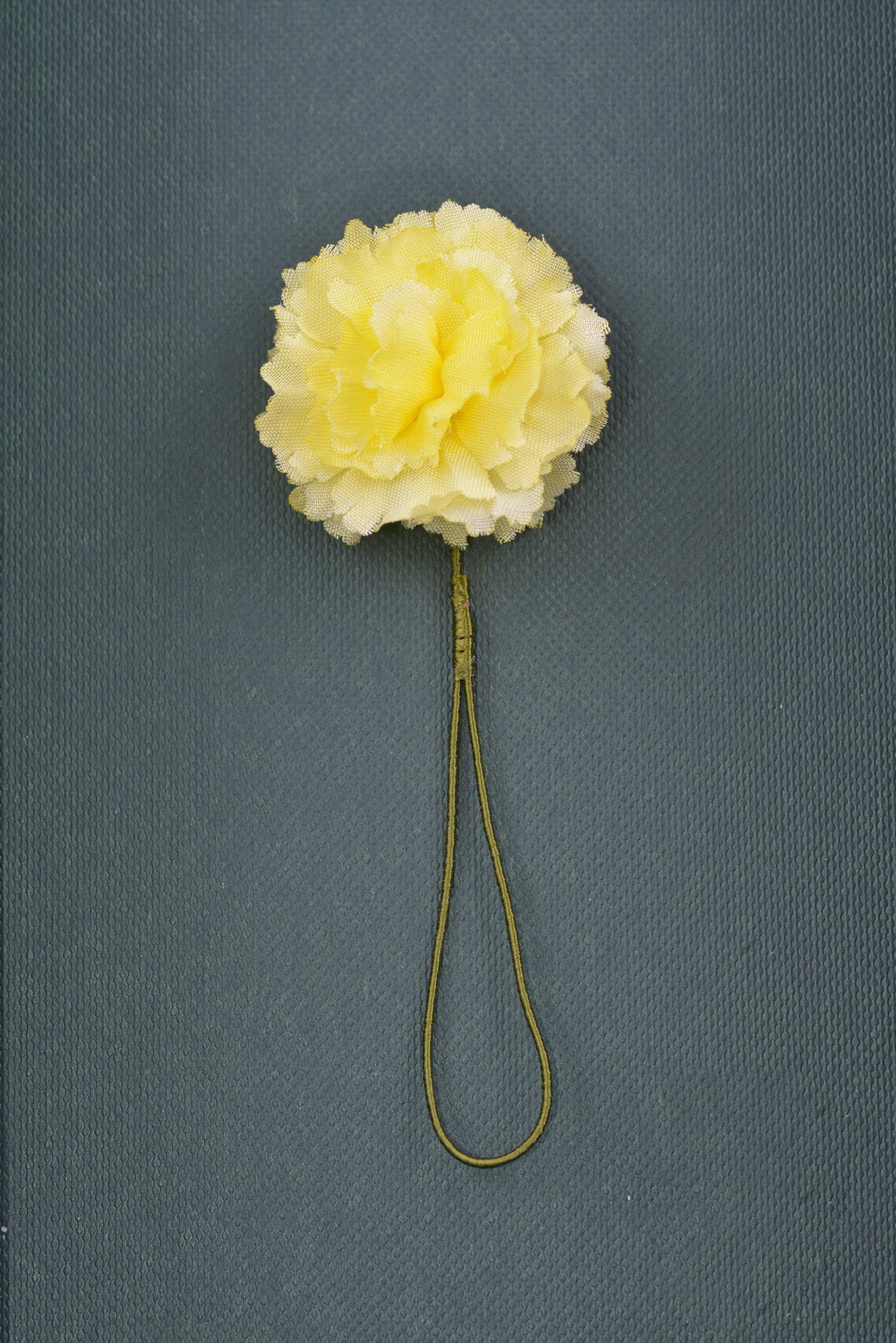 Mini Bright Yellow Carnation Silk Boutonnière Flower - Image 4
