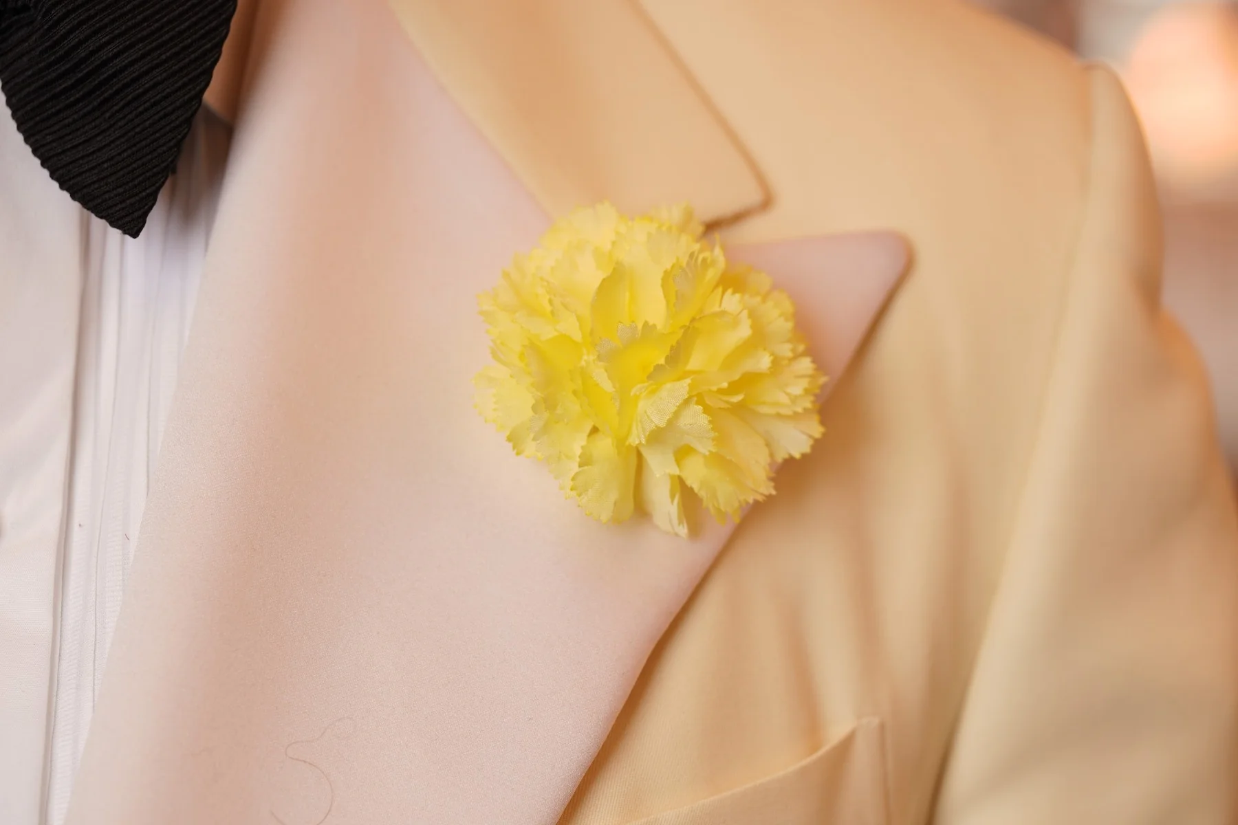 Mini Bright Yellow Carnation Silk Boutonnière Flower - Image 5